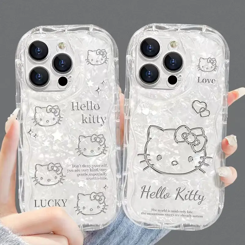 Милый чехол Hello Kitty Kawaii с объемными волнами для Xiaomi Mi 14 12 12T 11 Lite Poco M6 X6 X5 X4 F4 X3 M3 Pro 4G