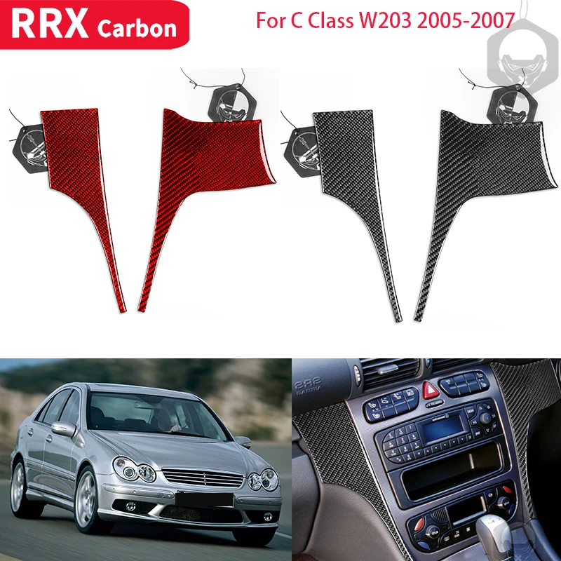

RRX Car Accessories for Mercedes-Benz W203 C-Class 2005-2007 Carbon Fiber Two Sides Center Control Decoration Cover Stickers