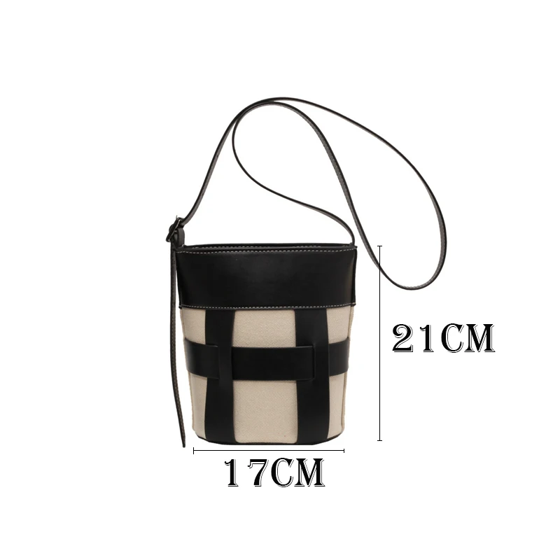 The Bucket Bags for Women PU And Canvas Casual Handbag Crossbody Tote Bag Bucket Bag Trendy Fashion Drawstring Lady Hobo Bag