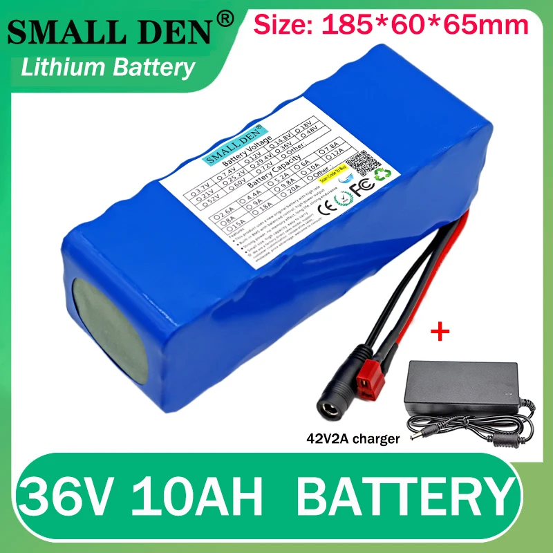 36V10A scooter battery + 42V2A charger 18650 10S3P lithium battery pack Built-in 15A BMS suitable for motors below 500W