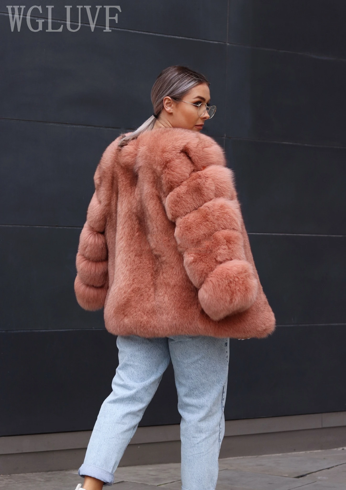 2022WGLUVF Women's Jacket Super Furry Real Fox Fur Coat Fur Jacket Luxurious Fox Fur Warm Long Coat