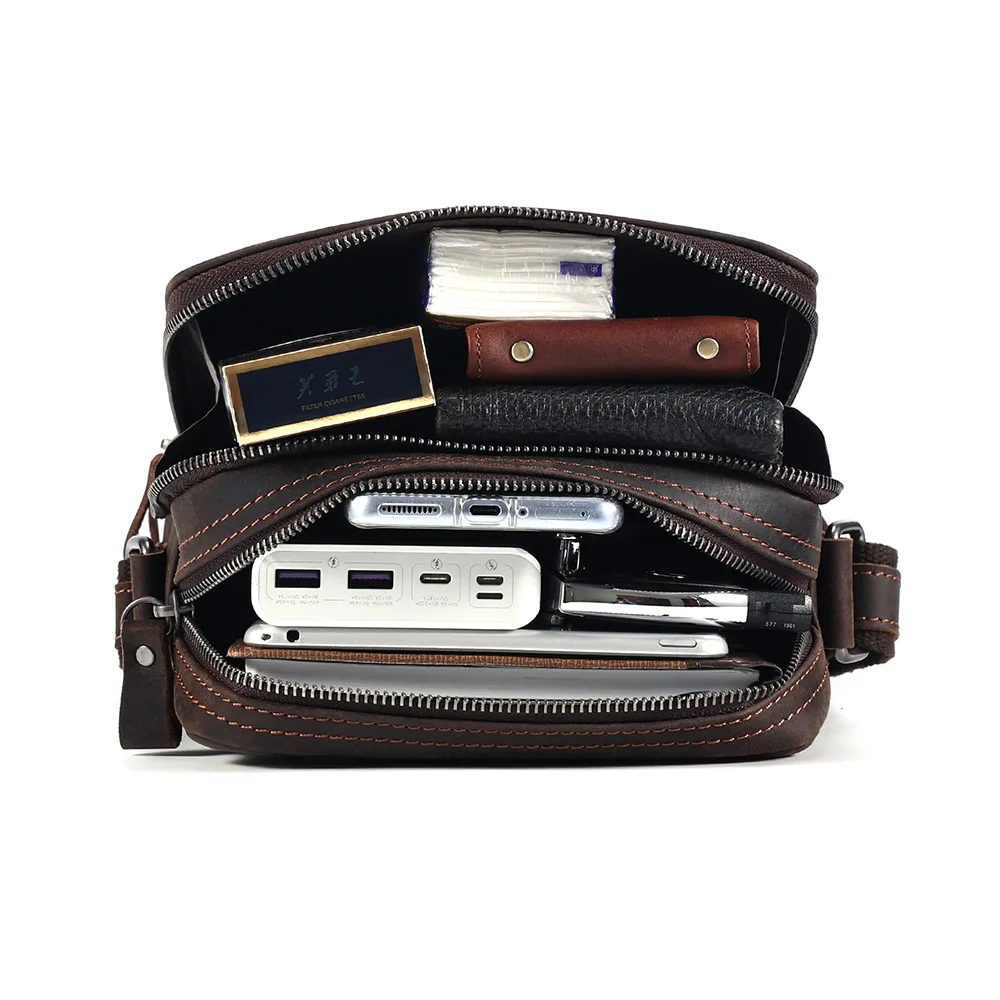 2023 New Men Head Genuine Leather Shoulder Messenger Cross Body Purses And Handbags