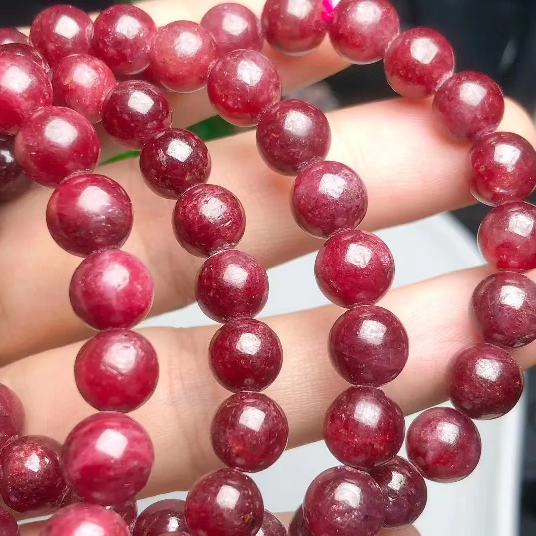 

Wholesale Natural 7mm Crystal Ruby Healing Gemstone Faceted Bead Bracelet For Women Valentine's Day Gift