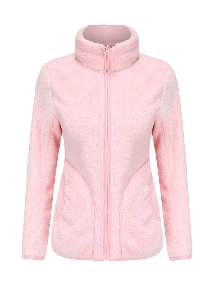 2022 New Winter Double Sided Women's Zipper Cardigan Sweatershirt Warm Coral Fleece Jacket Ladies Outdoor Polar Fleece Coat