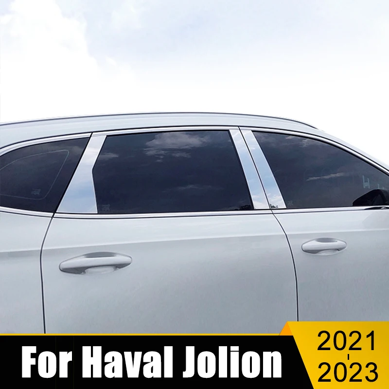 

Car External Decoration Accessories For Haval Jolion 2021 2022 2023 Stainless Steel Window Pillar Post Cover Strip Trim Stickers