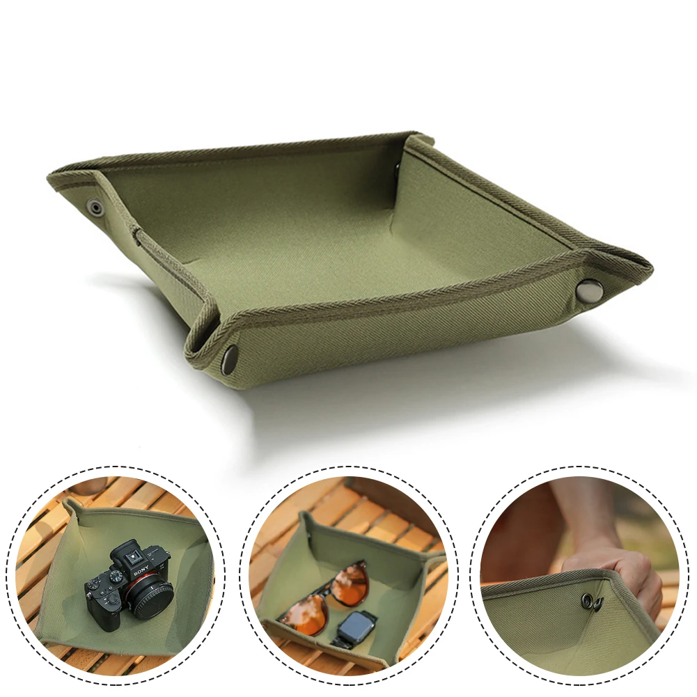 

Outdoor Camping Picnic Square Canvas Tray Accessories Storage Box Desktop Storage Tray Foldable Camping Cooking Supplies