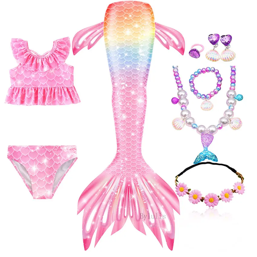 Детский костюм Русалочки для девочек Фэнтезийный купальник с хвостом косплея на