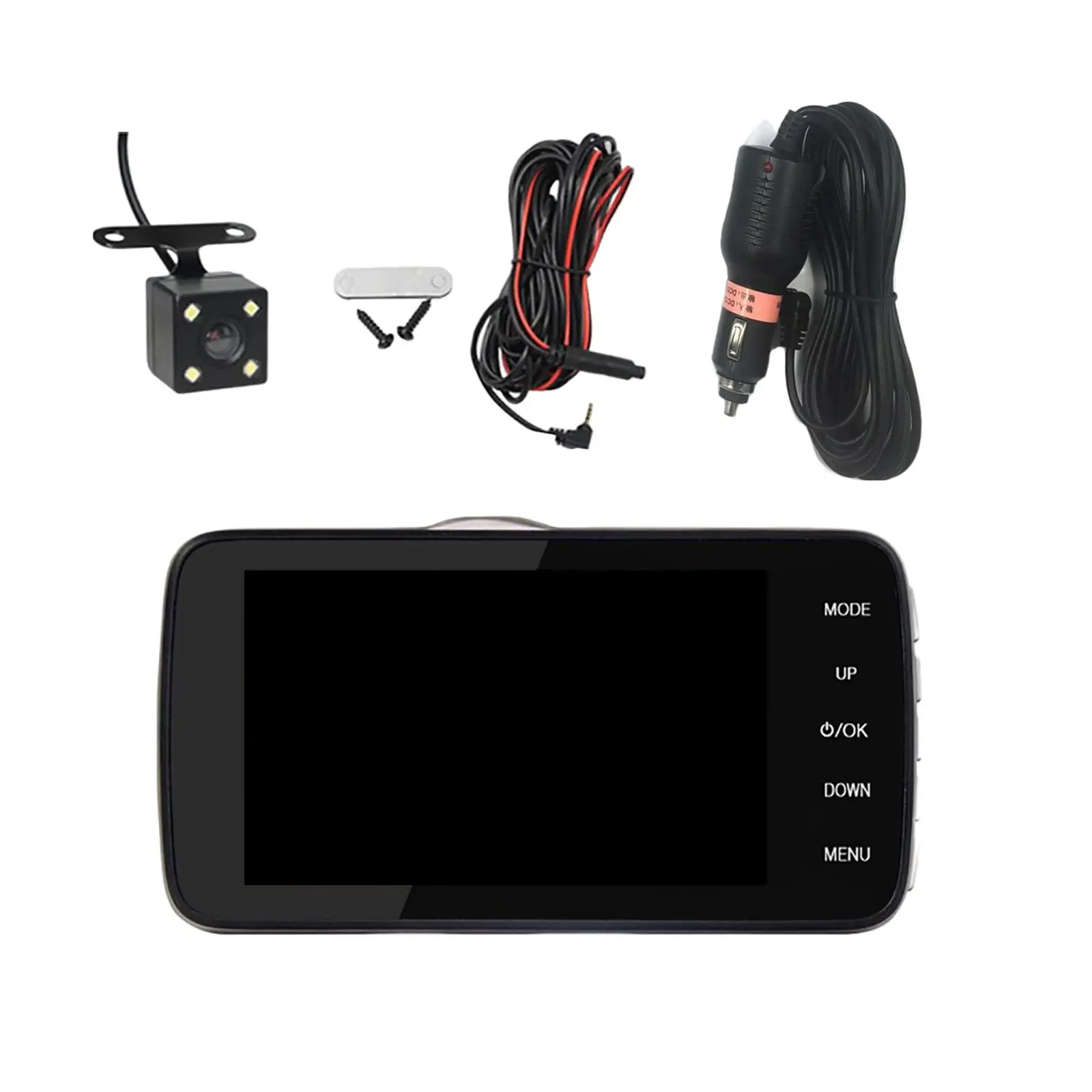 

Двойная камера для автомобиля, передняя и задняя 4 дюйма, экран дисплея 170 градусов, Автомобильный регистратор вождения для автомобиля, такс...