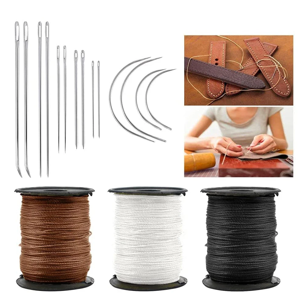 Набор для ремонта кожи сделай сам набор сверхпрочных ниток и игл обивки 3 цвета