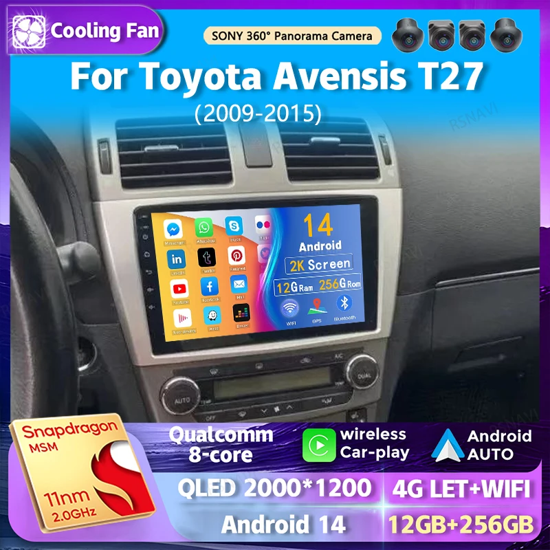 Android 14 Wi-Fi + 4G Carplay автомобильное радио для Toyota Avensis T27 2009-2015 правая навигация GPS
