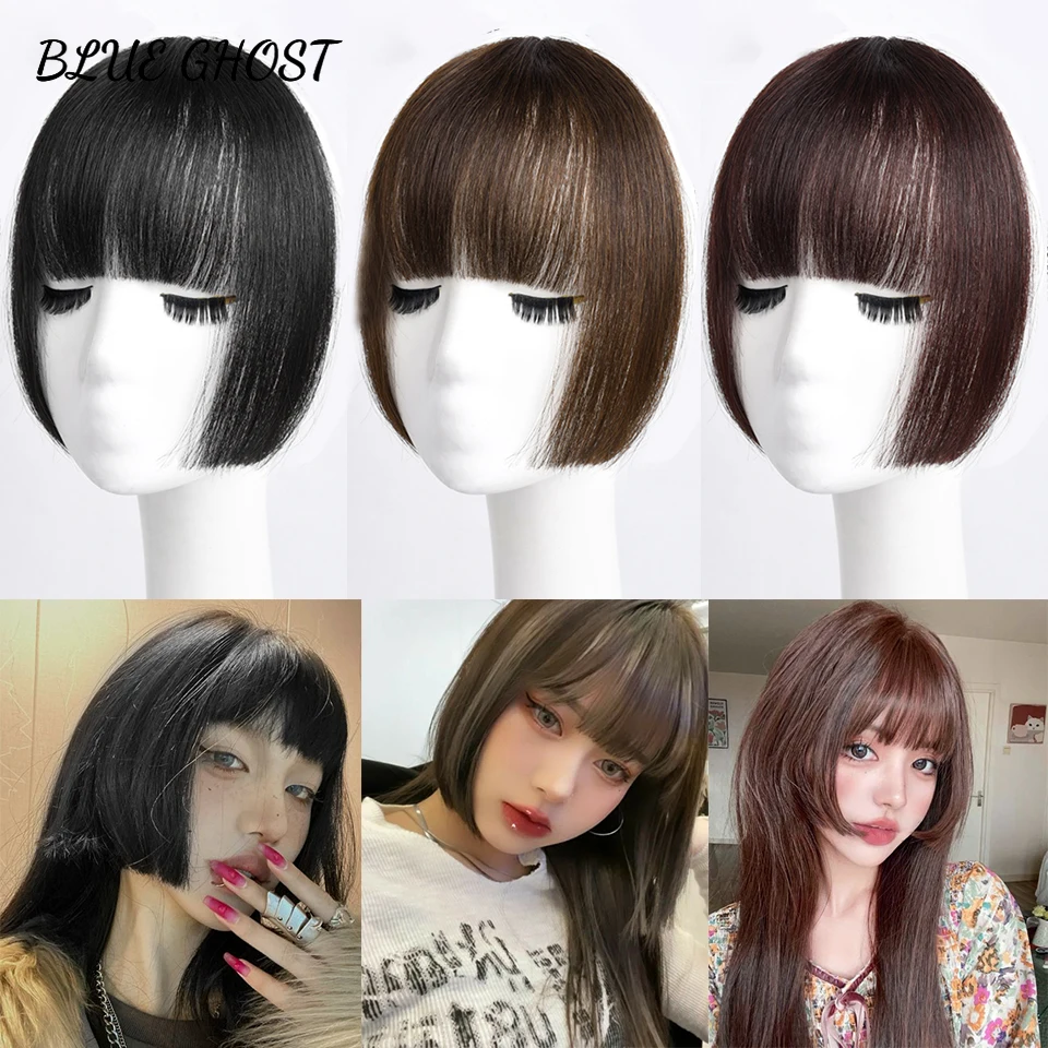 

BG Synthetic Fake Blunt Straight Neat Bangs Hair Clip-In Extension Fake Fringe Natural False Hairpiece For Women Clip In Bangs