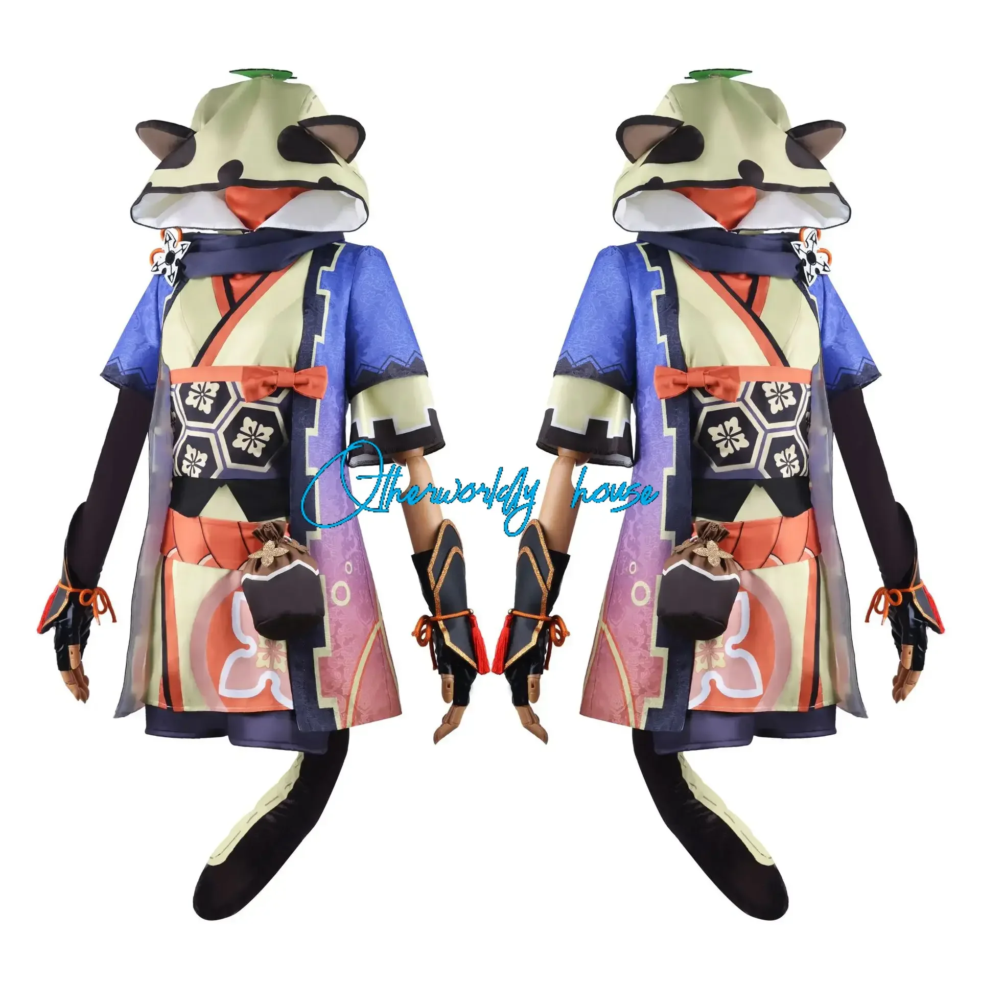 Костюм для косплея Game Genshin Impact Sayu прекрасное платье шапка хвост полный комплект