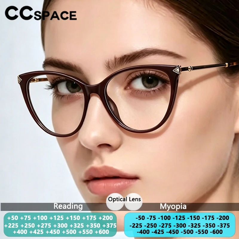 Фото Очки для чтения CCspace Cat Eye с защитой от синего света, женские, дизайнерские, по рецепту, оптические очки, оправы №1