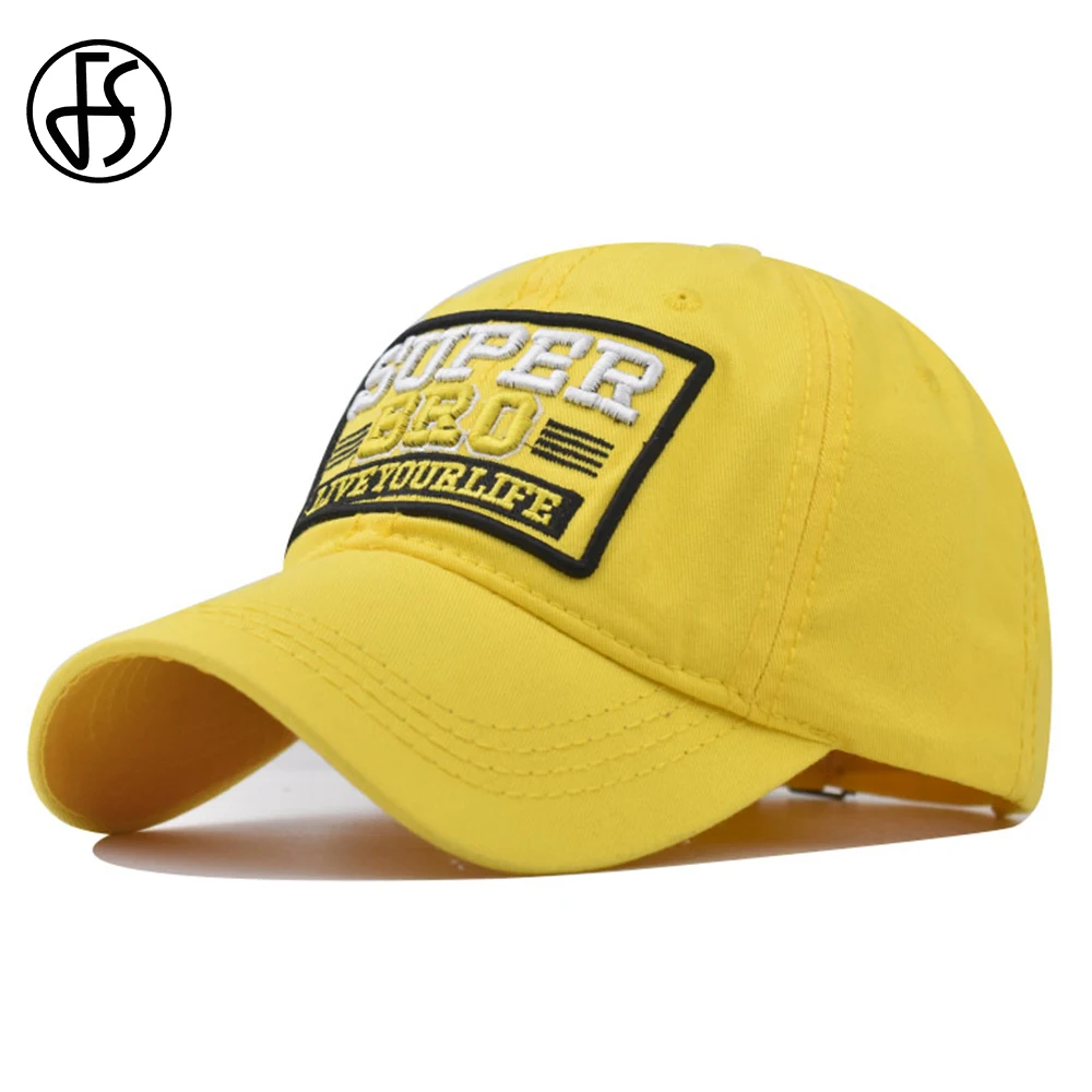

FS винтажные бейсболки для мужчин Уличная одежда 3D буквы вышивка папа шляпы желтый белый Летняя женская кепка 2022 Bone Masculino