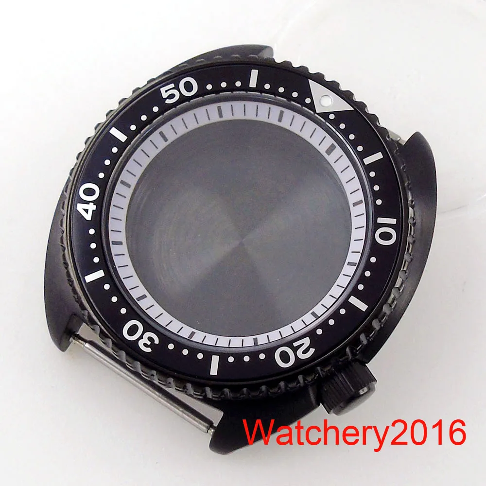 New BLIGER 40mm PVD Black Plated Watch Case Fit NH35 Glass Screwdown Crown Solid Back Polished Insert