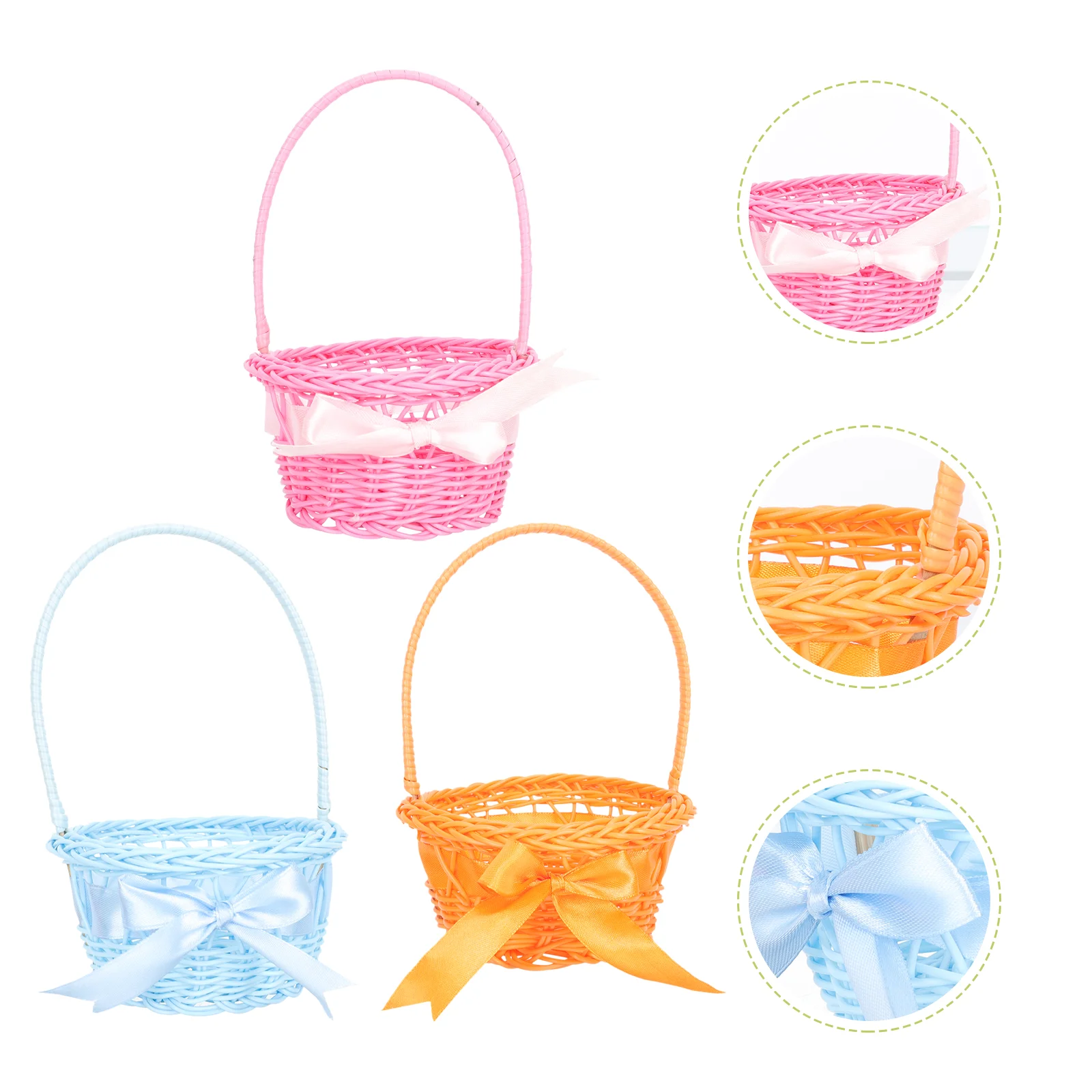 

3 Pcs Woven Hamper Easter Egg Storage Basket Knitting Gift Planter Willow Picnic Snack Baskets Rattan Portable Flower
