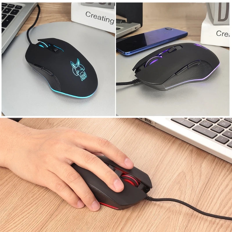 

Мышь Компьютерная Rabbit RGB Проводная игровая, 2400 DPI, QXNF
