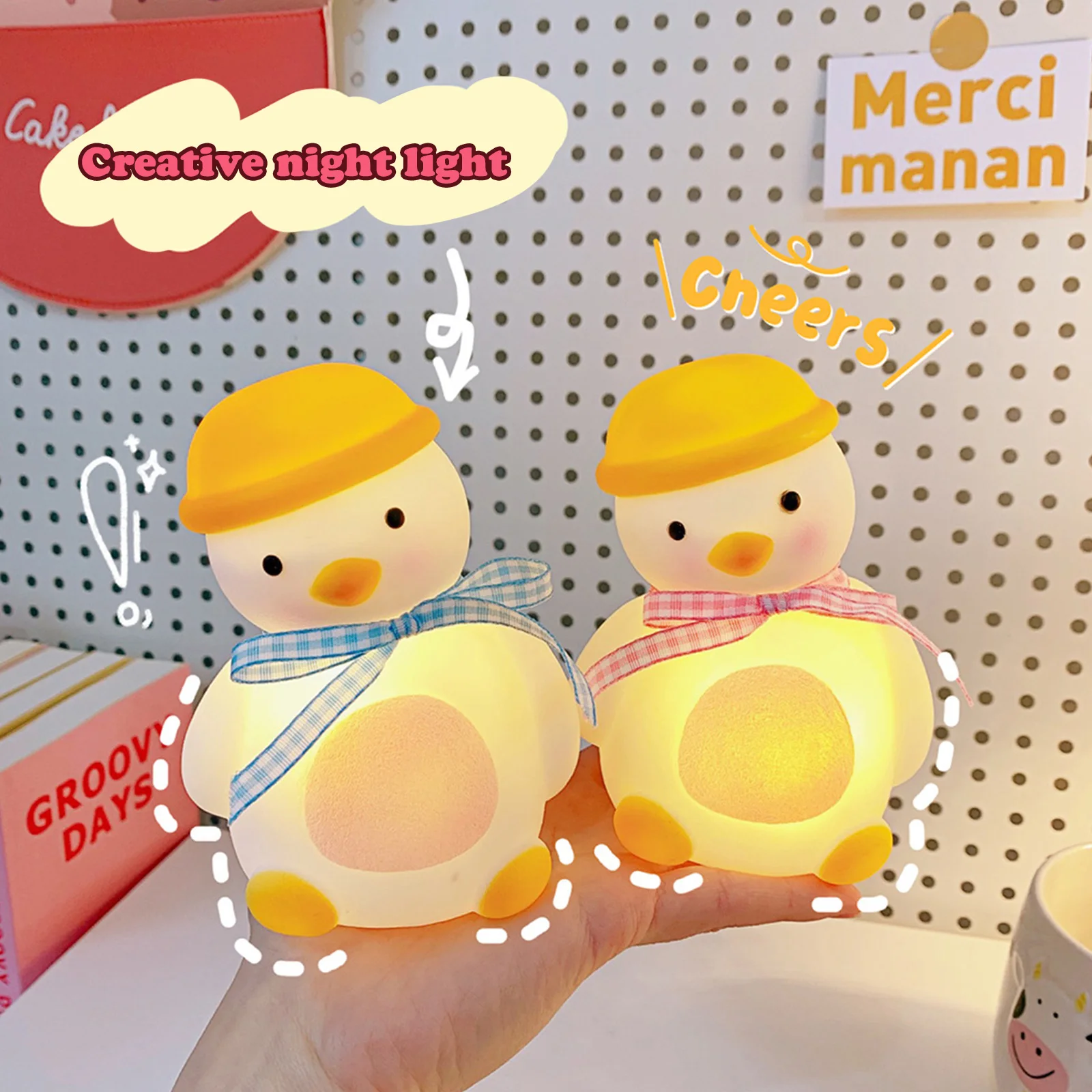 

Cute Duck Bear Cartoon Nursery Lamp Battery Powered Portable Nightlight Desktop Ornament Children Bedroom Decor for Living Room