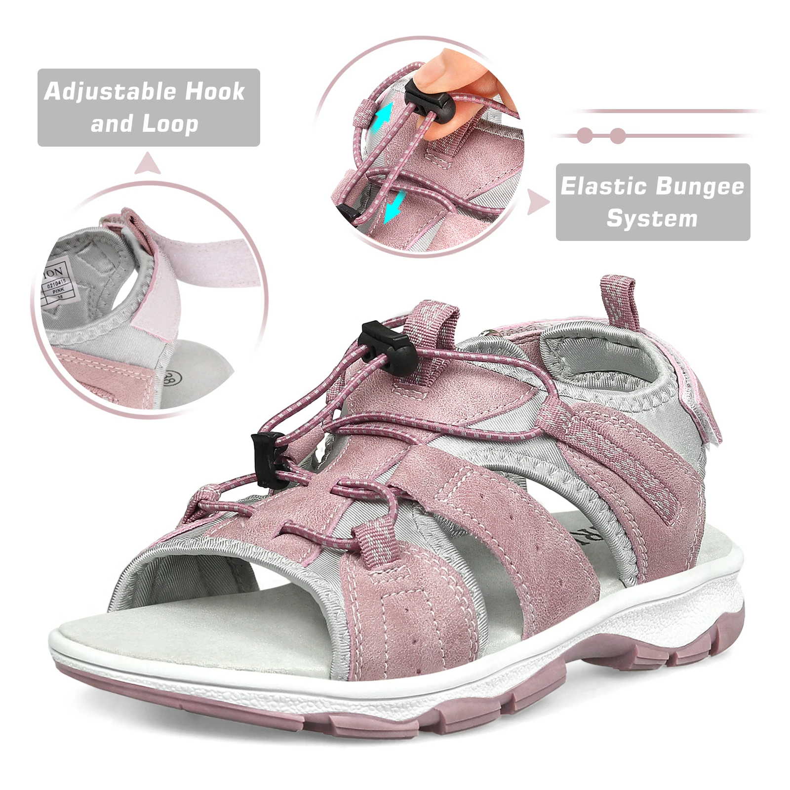 GRITION Womens Summer Sandals 2022 Casual Beach Shoes Non Slip Sports Outdoor Hiking Trekking Fashion Breathable Pink Size 36-41