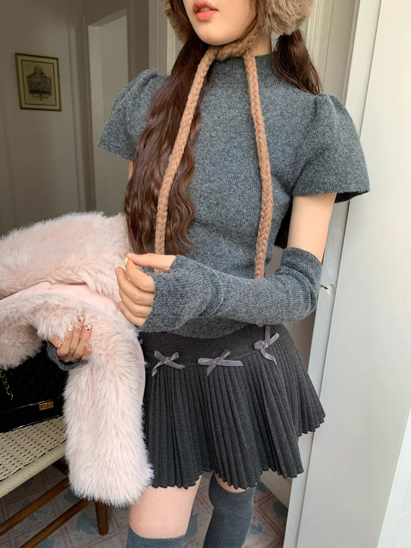 Pphome Домашняя одежда ~ Внутренняя Красивый вязаный свитер с полувысоким