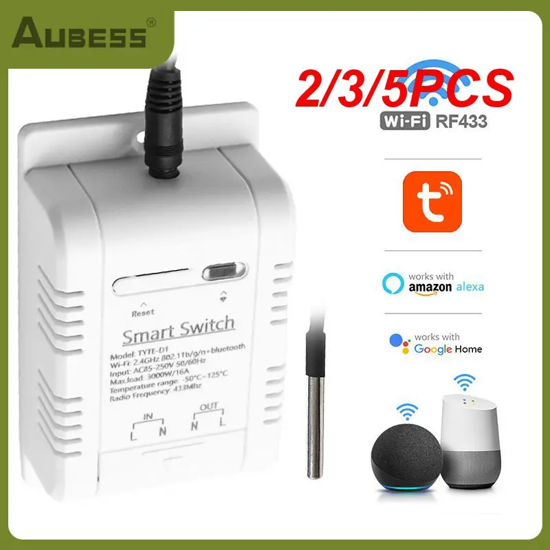 

2/3/5PCS Rf433 Intelligent Thermostat 16a Wifi Temperature Switch Works With Alexa Google Home Voice Control