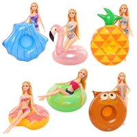 6 pieces lifebuoy for doll kawaii cute animal bird coconut tree shape beach bathing dollhouse accessories for barbie kids toys