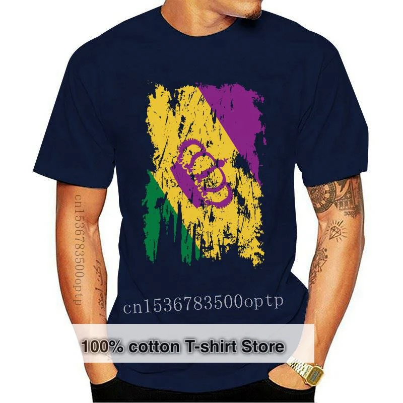 

New Oversized Mardi Gras Crown Flag Fat Tuesday Beads Short Sleeve Mens T-Shirt
