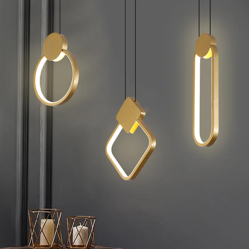 

Minimalist Black Golden Pendant Lamps for Bedroom Bedside Dining Table Lighting LED Modern Designer Home Decoration Chandeliers
