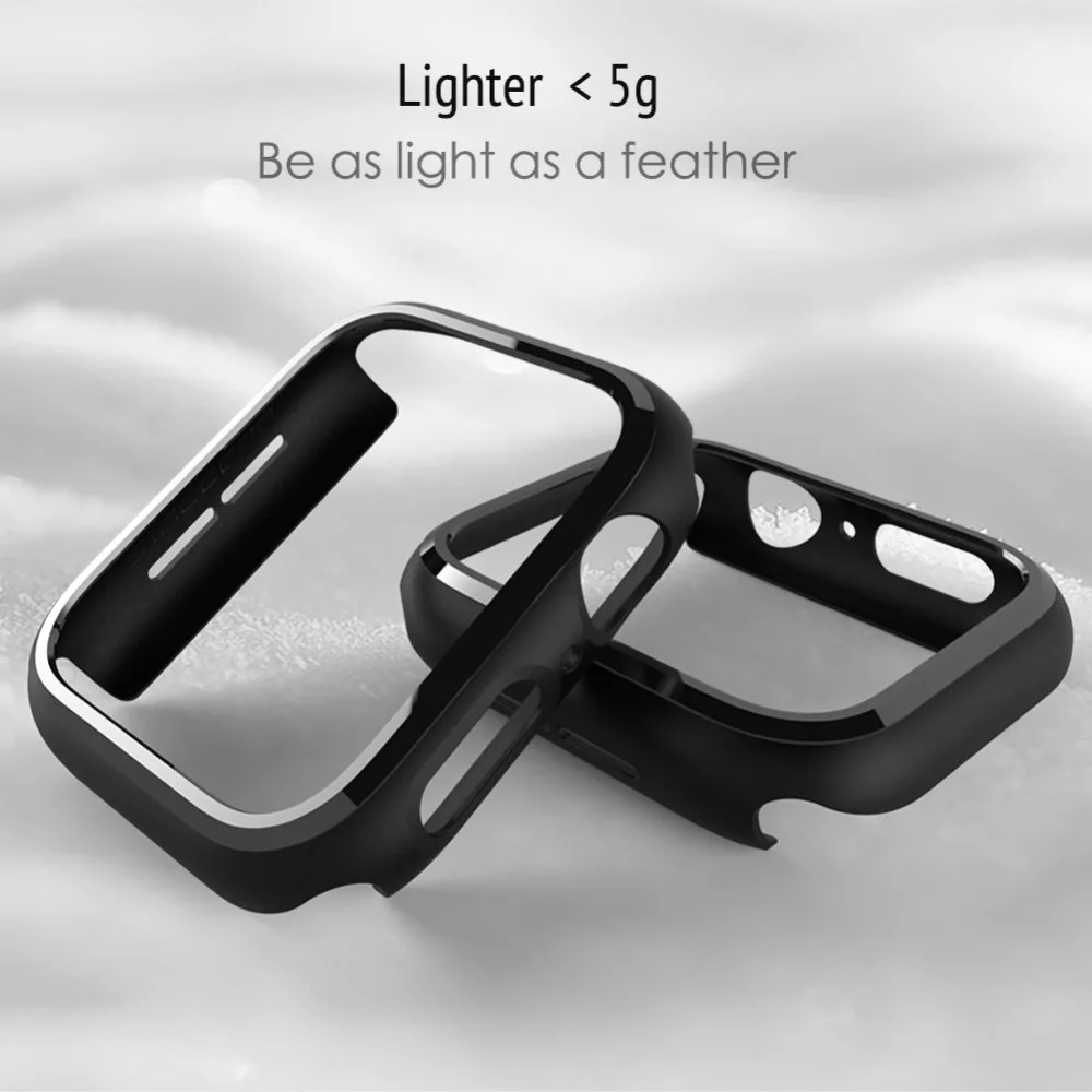

2pcs Black PC Frame slim Protective For Apple Watch Series 4/3/2/1 38 42 40 44 mm Luxury thin Cover Shell Perfect Match Bumper
