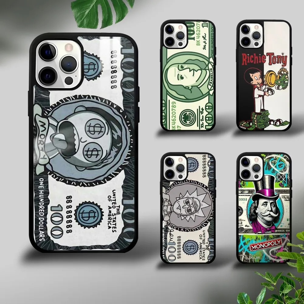 Роскошный мультяшный чехол для телефона доллар M-Mono-polyS iPhone 16 15 14 13 12 11 Pro Xs Max Mini Plus