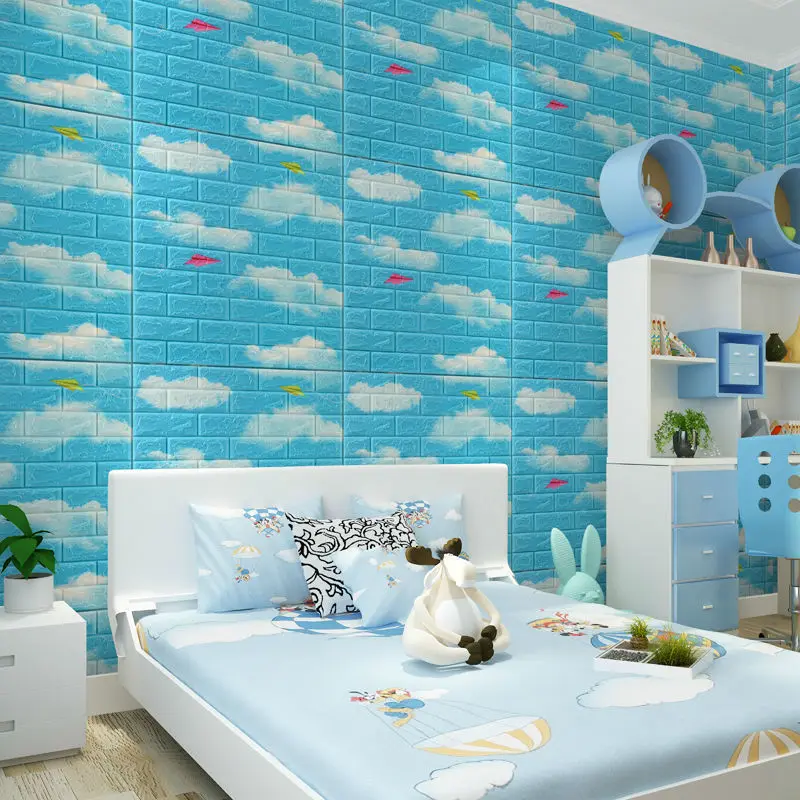 

Ceiling Self-adhesive 3D Wall Stickers Blue Sky Decoration Children's Room Foam Tiles Waterproof Soft Package Stickers Wallpaper