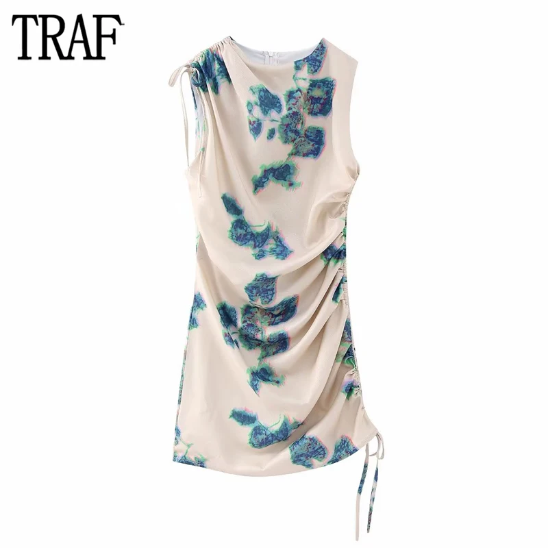 

Платье-мини женское летнее Плиссированное с оборками, без рукавов