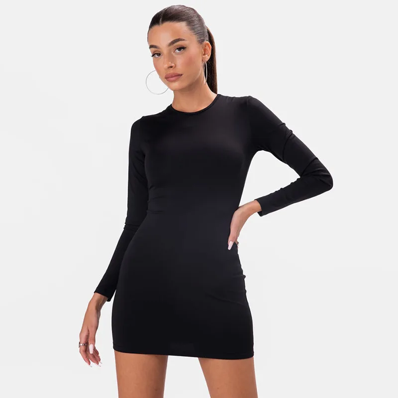 

Davichi женское весеннее сексуальное однотонное черное Коническое платье с открытой спиной и длинным рукавом Клубные наряды вечернее облегаю...