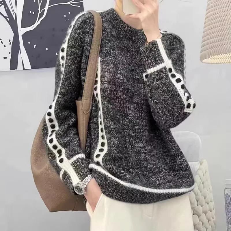 Европейский свитер из 100% мериносовой шерсти женский толстый Свободный пуловер с