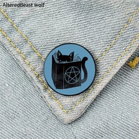 cat witch cartoon printed pin custom funny brooches shirt lapel bag cute badge cartoon cute jewelry gift for lover girl friends