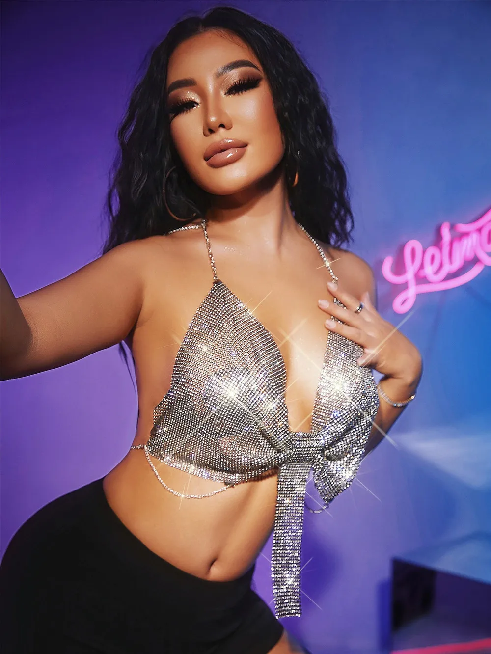 

Сексуальная блестящая женская майка стразы, модная летняя пляжная майка с открытой спиной, шикарная одежда для вечеринки, ночного клуба