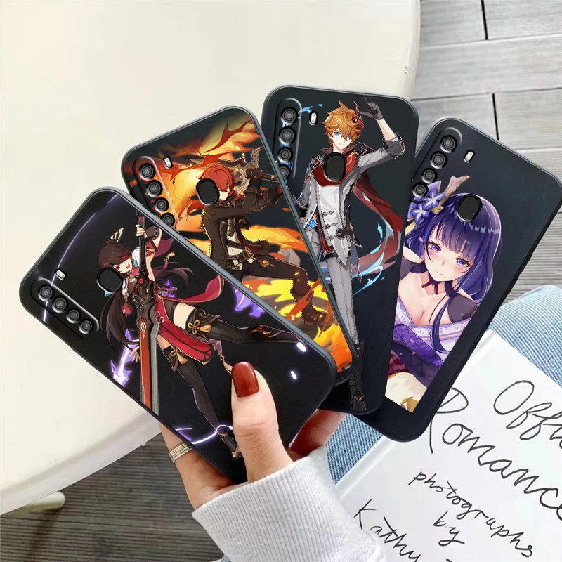 

Genshin Impact Project Game Phone Case For Samsung Galaxy A01 A02 A10 A10S A20 A31 A22 4G 5G Silicone Cover Black