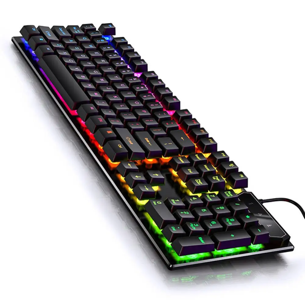 

Computer Peripherals 104 Keys Colorful LED Mechanical Keyboard LED Illuminated Backlit USB Wired Desktop Gaming Keyboard V4