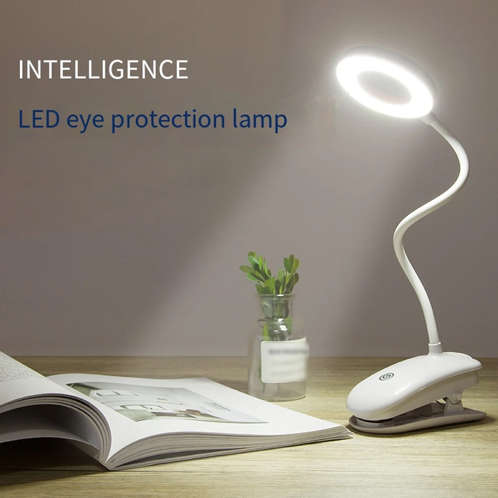 

LED Table Lamp Clip On Flexible Annular Design Touch Sensor Night-light Memory Bedside Light Home Office White light