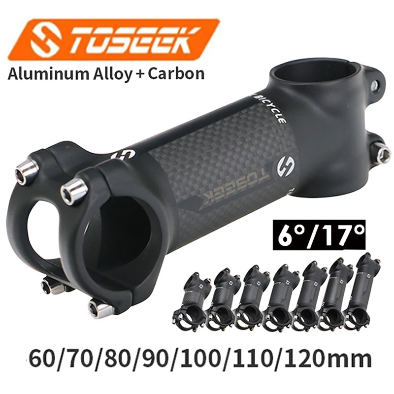 

MTB Bicycle Stem Carbon+Aluminum Alloy Ultralight Bike Stem 6/17 Degree 60/70/110/120mm Road Handlebar Stem Matte Cycling Parts