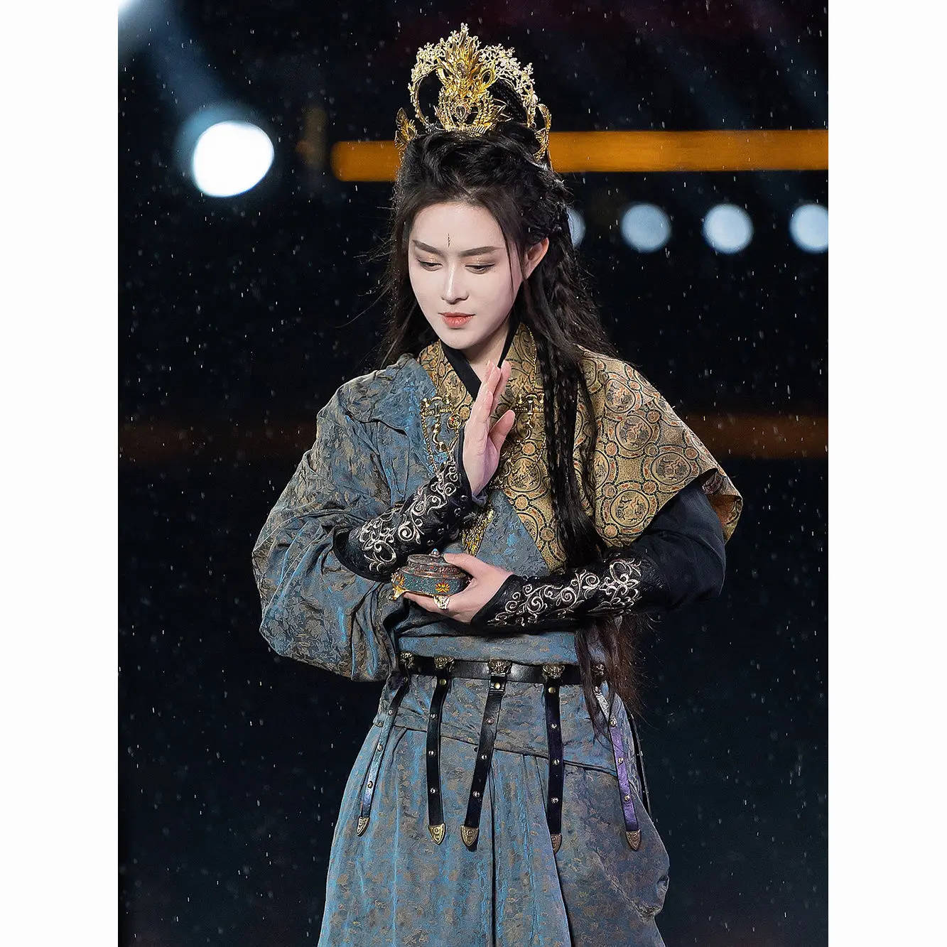 Красивое мужское жаккардовое платье Тан ханьфу с круглым вырезом полурукавом