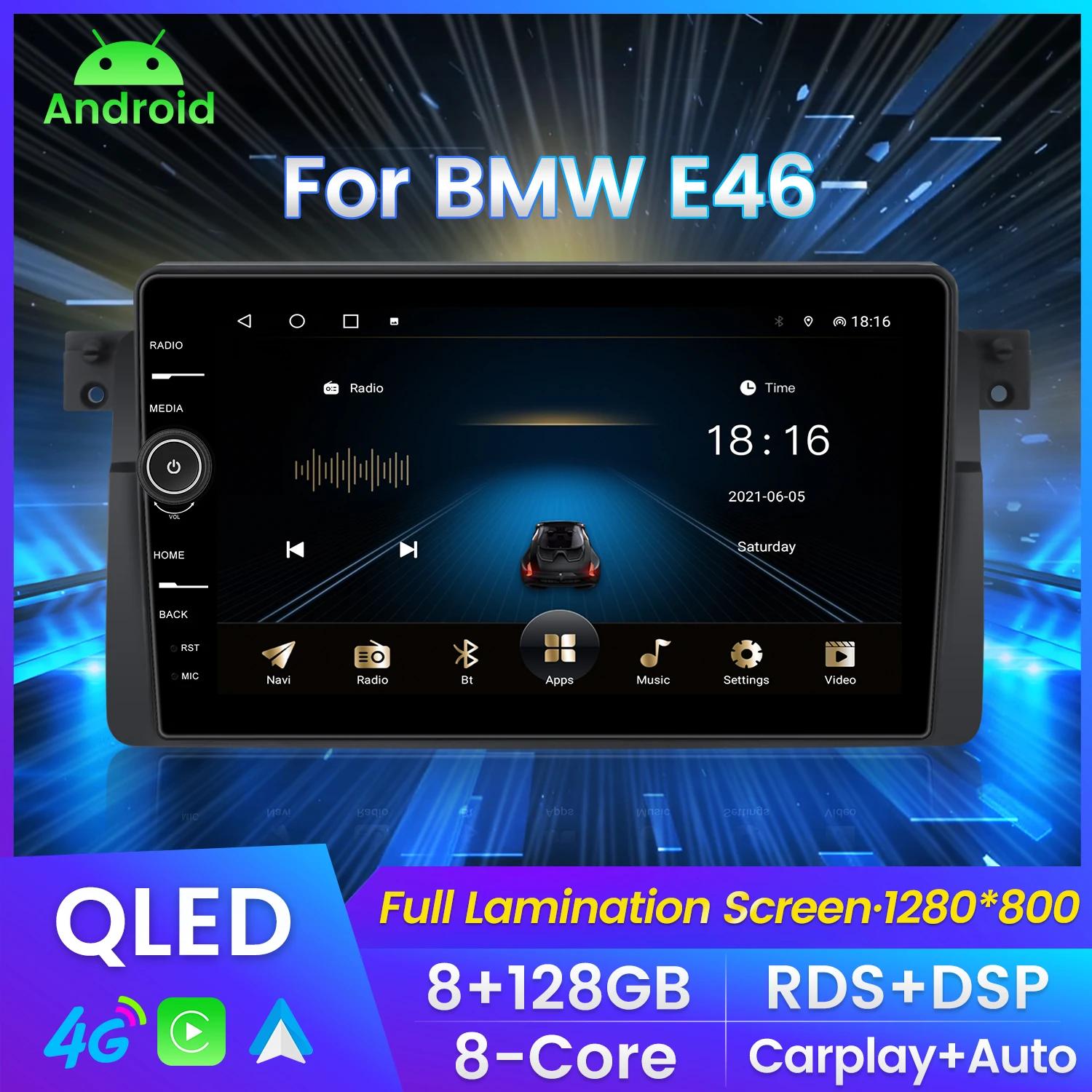 

9-дюймовый QLED экран для BMW E46 Coupe (M3 Rover) 316i 318i, автомобильное радио, стерео, мультимедийный плеер, GPS-навигация, Wi-Fi, 4G, голосовое управление