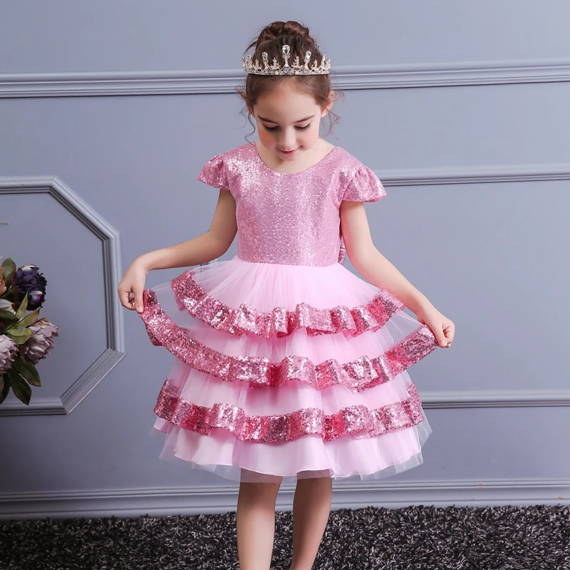 

New 3-12 year old girl's formal communion party Sequin lace tuxedo children's birthday party dance show party sleeveless Tuxedo