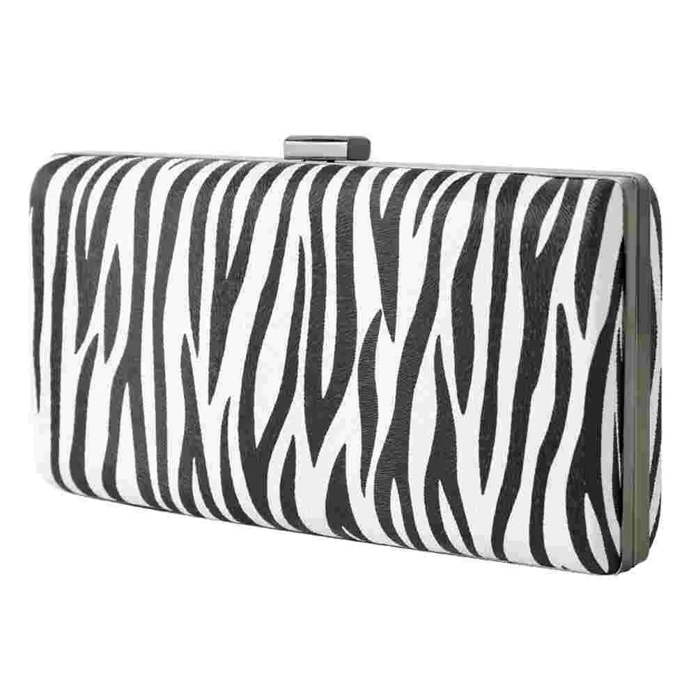 

Dinner Bag Unique Banquet Storage Earth Tones Decorative Chain Handbag All Match Style Pu Zebra-stripe Party