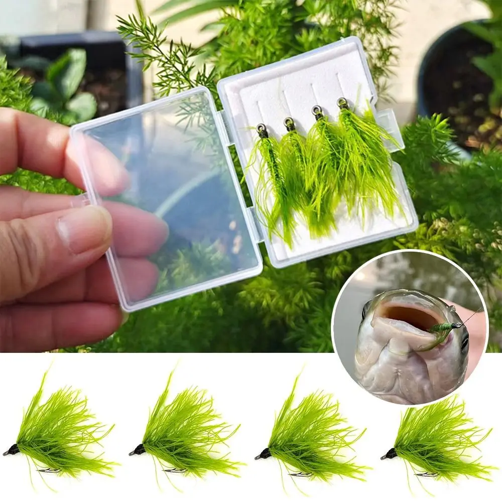 

4Pcs Carp Fishing Accessories Terminal Tackle Grass Hook Grass Moss Hook Ready Made Hair Rigs with Hook Fly Fishing Lure Carp