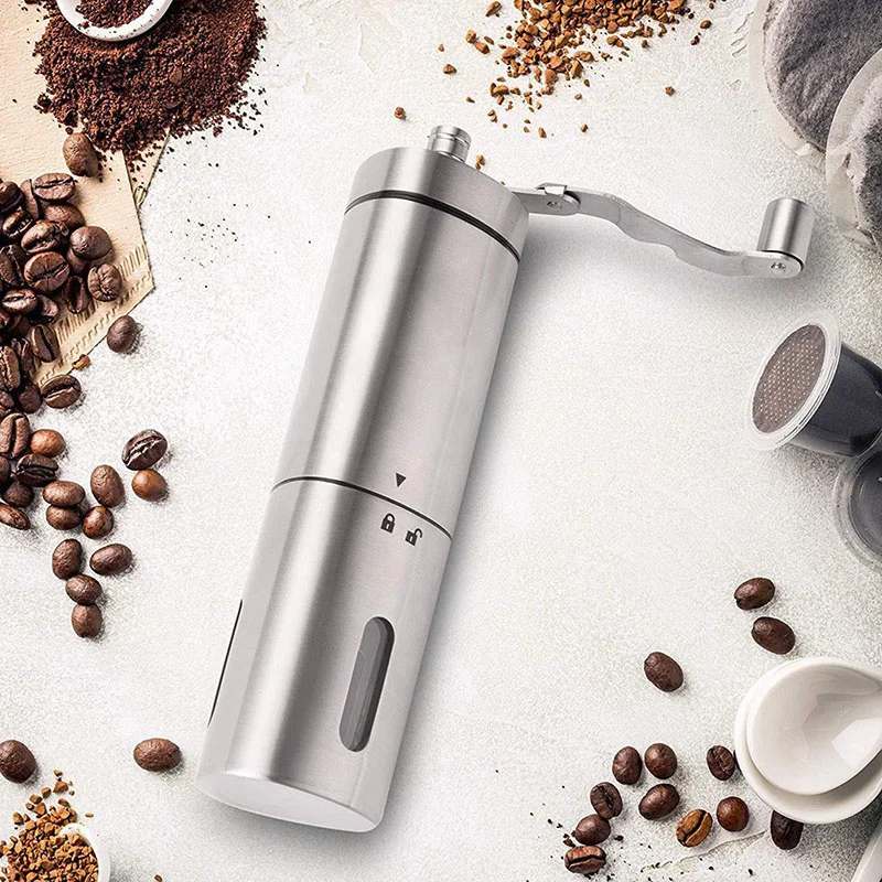 

Stainless Steel Coffee Grinder Home Triangle Handle Portabl Beans Mill Manual Grinder Coffee Adjustable Ceramic Grinding Core