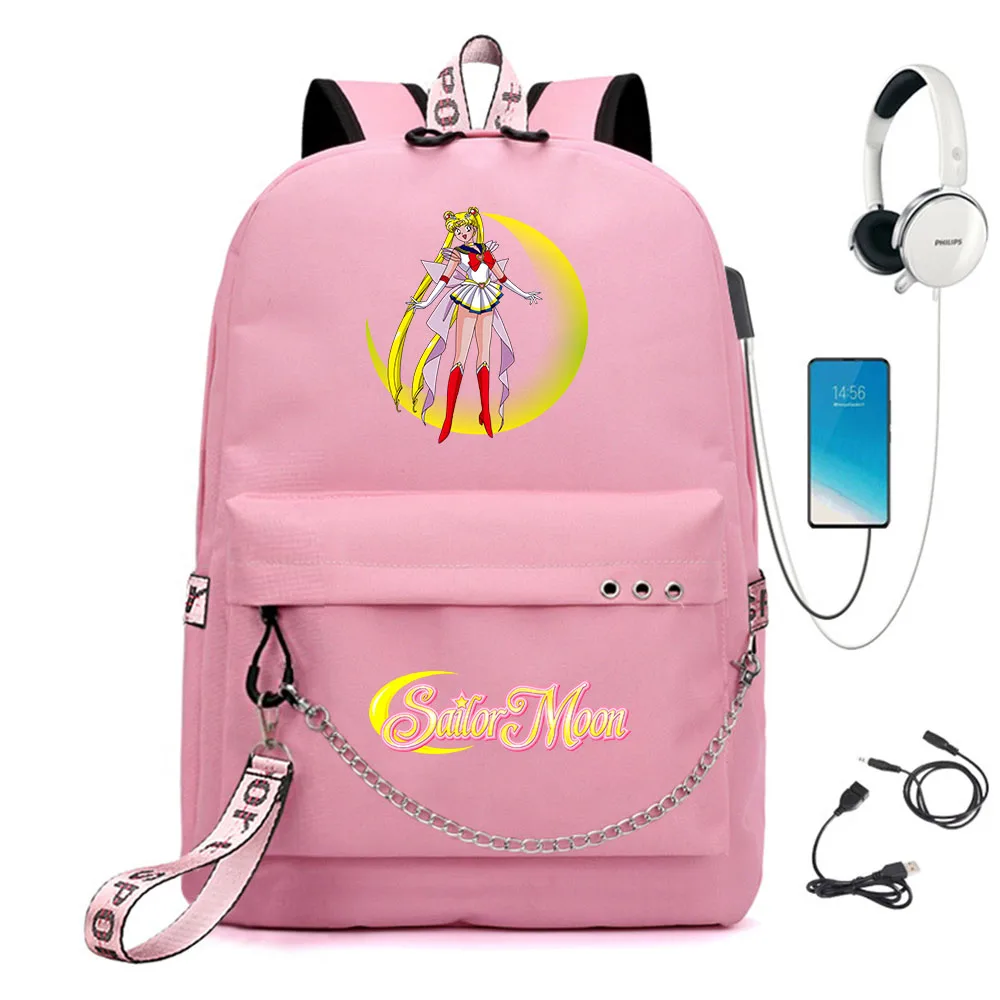 

Anime Cartoon Nylon Backpack Casual USB Charge Schoolbag Packsack Student Teenager Knapsack Unisex Laptop Bag Zipper Bookbag