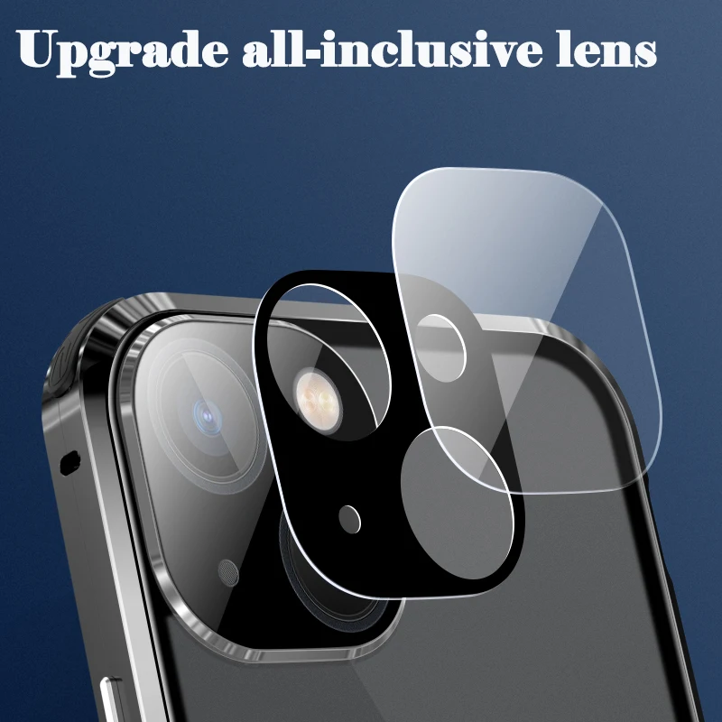 Anti Peep Magnetic Case For iPhone 14Pro 13Pro 12 11 Pro Max Privacy Screen Glass Cover Metal Bumper Camera Lens Protector Case