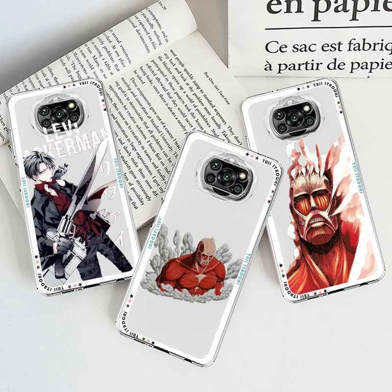 

Phone Case For Xiaomi Mi Poco X4 X3 NFC F4 F3 GT M4 M3 M2 X2 F2 F1 Pro C3 5G Anime Attack on Titan Transparent TPU Cover