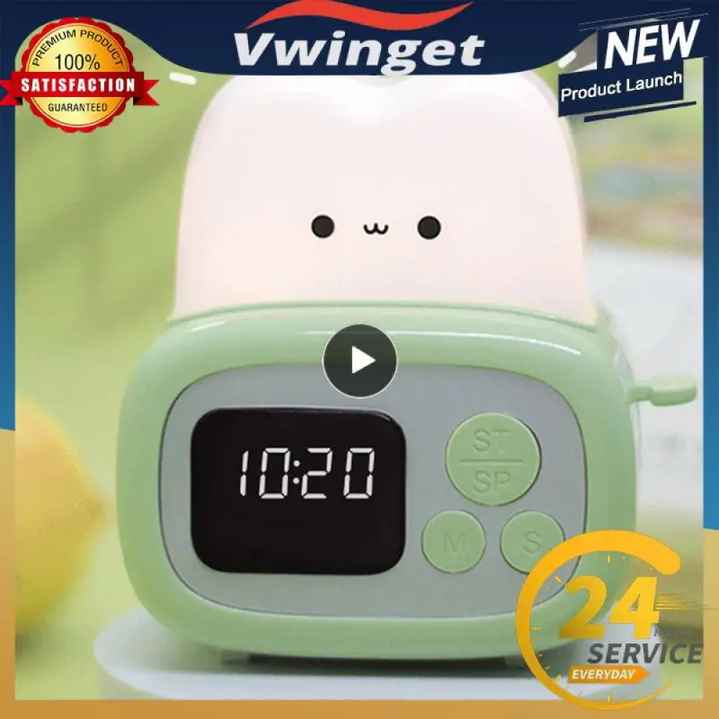 Night Light Toaster Alarm Clock 800mah Chargeable Alarm Clock Cute Childrens Alarm Clock Get Up 158g